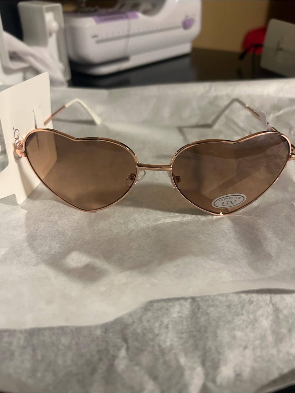 Cato Rose Gold Heart-Shaped Sunglasses with Brown Tint - Picture 1 of 3